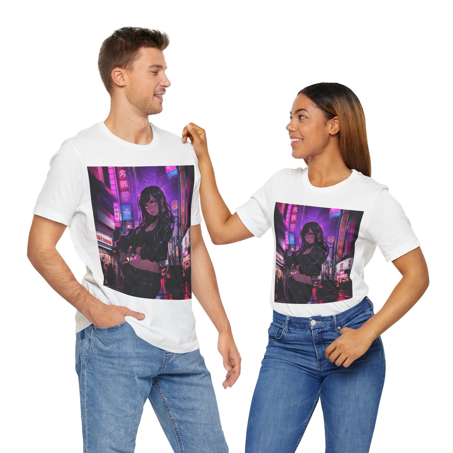 After Glow | HD Graphic | Anime | City | Pretty Girl | Neon Colors | Unisex | Men's | Women's | Tee | T-Shirt