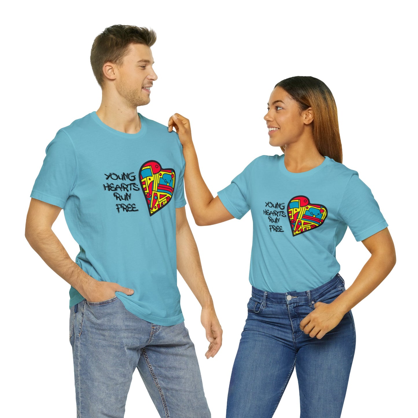 Young Hearts | Run Free | T-Shirt | Music Tee | Party Gift | Disco | Graffiti | House Music | Music Lovers | Fun | Unisex | Men's | Women's | HD Graphics | All Ages | Cool