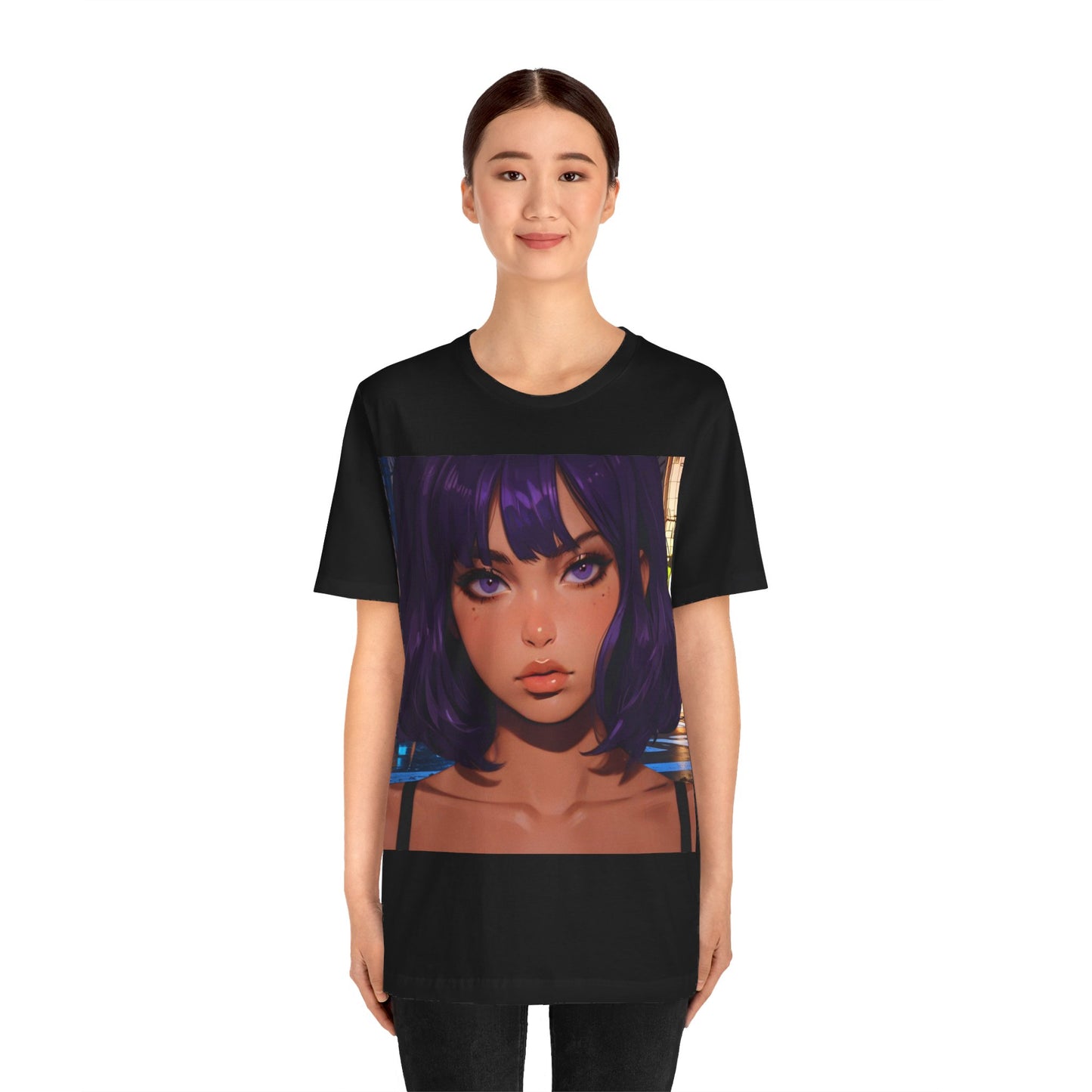 Extreme Close-Up | HD Graphic | Anime Style | Selfie | Purple Hair | Unisex | Men's | Women's | Tee | T-Shirt