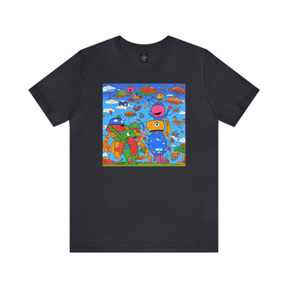 Abstraction | Abstract | Art | Colorful | Trendy | Graphic | Funny | UFO | Aliens | Tee | T-Shirt | Unisex | Men's | Women's |Short Sleeve