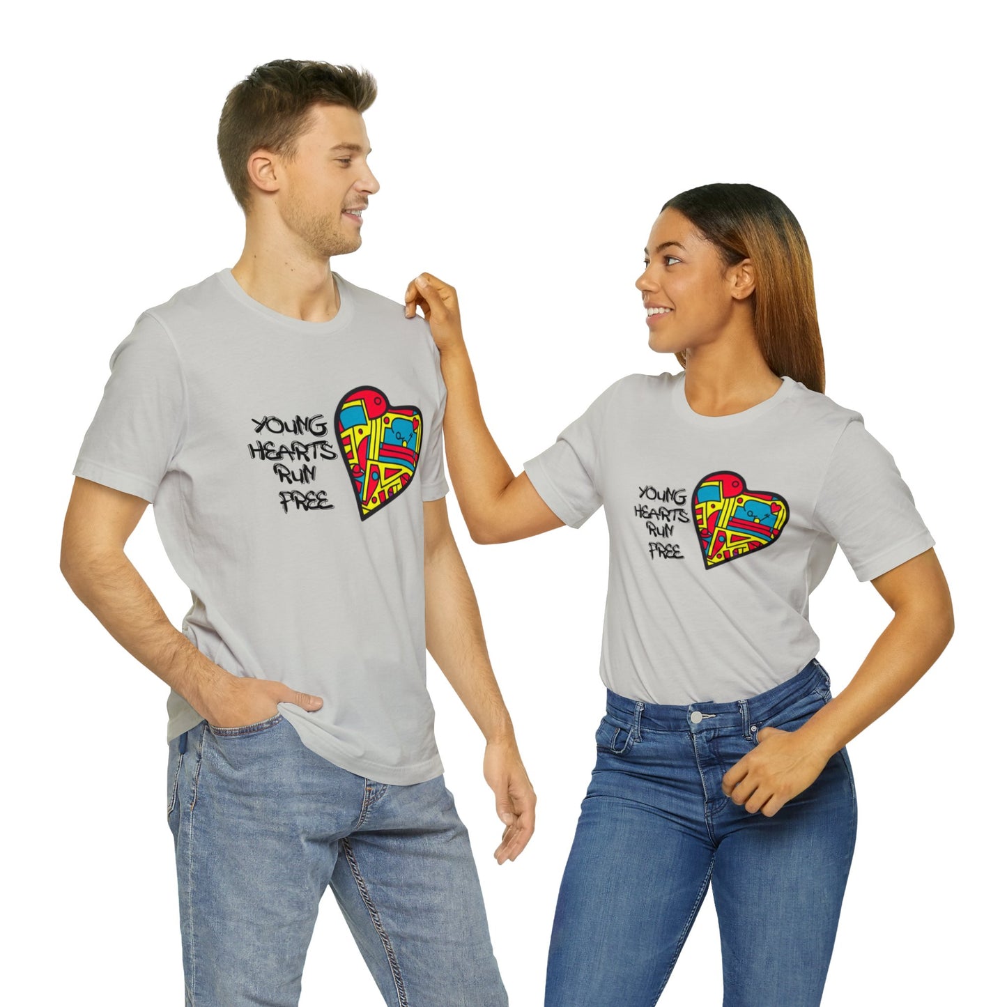 Young Hearts | Run Free | T-Shirt | Music Tee | Party Gift | Disco | Graffiti | House Music | Music Lovers | Fun | Unisex | Men's | Women's | HD Graphics | All Ages | Cool