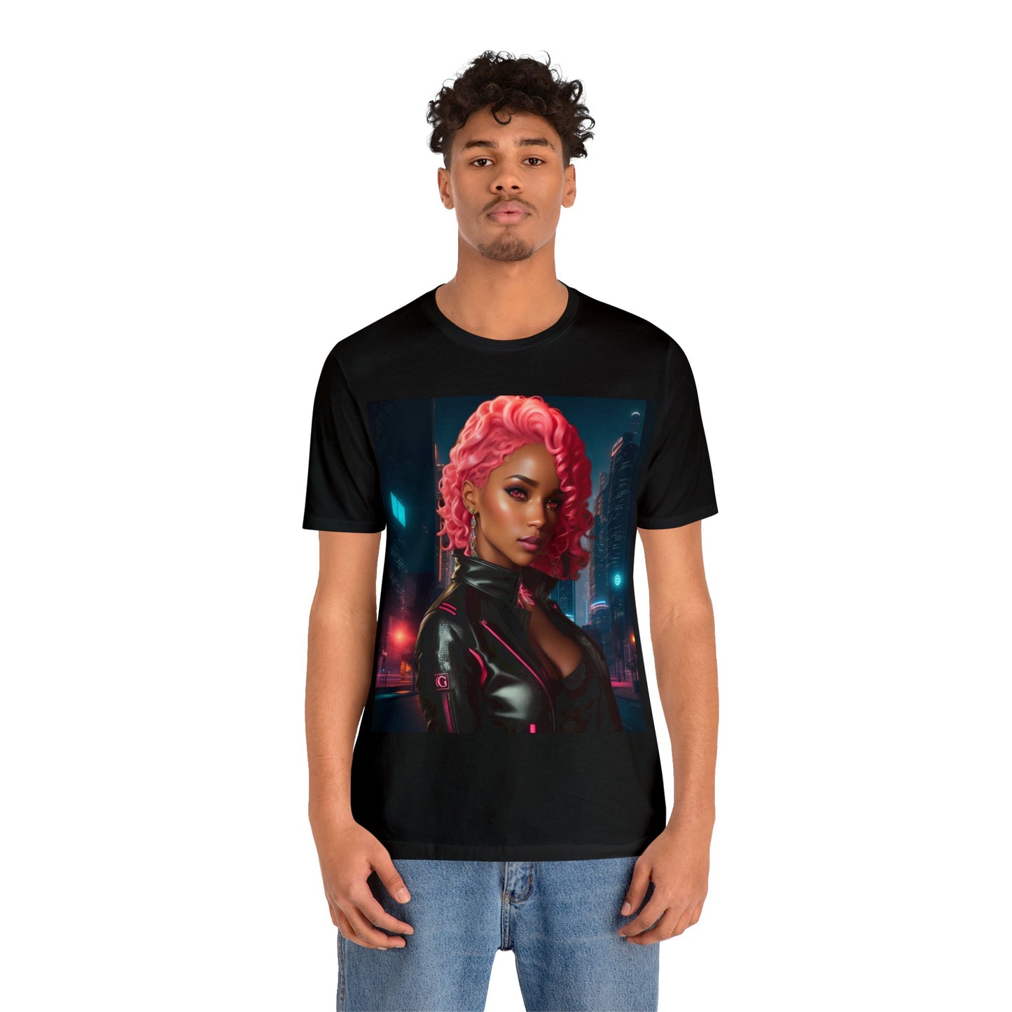 Pink Panthress | Anime Gift | Fantasy Girl | City Lights | Sci Fi | Futuristic | HD Graphics | Unisex | Men's | Women's | Tee | T-Shirt